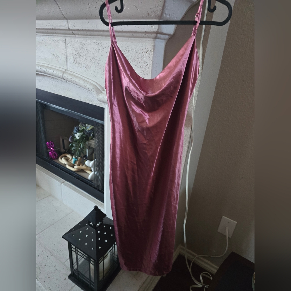 Xxxiticat Elegant Pink Satin Slip Dress